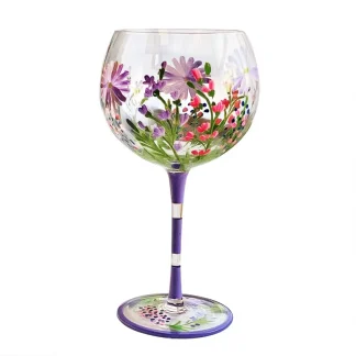 Hand-painted Floral Wine Glass