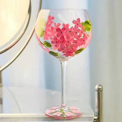 Hand-painted Floral Wine Glass - Image 5