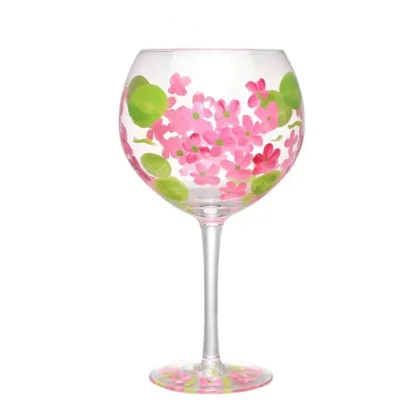 Hand-painted Floral Wine Glass - Image 7