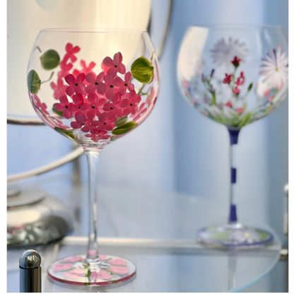 Hand-painted Floral Wine Glass - Image 6